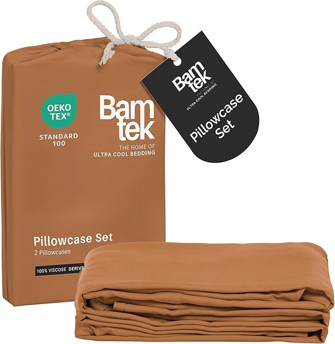 Green Pillow Cases King Size Set of 2 Pillowcases Viscose from Bamboo Cooling Long-Lasting