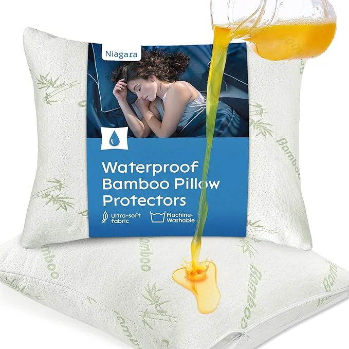 Luxury Waterproof Pillow Protectors Standard 20×26 Pair Zippered Pillow Case Original