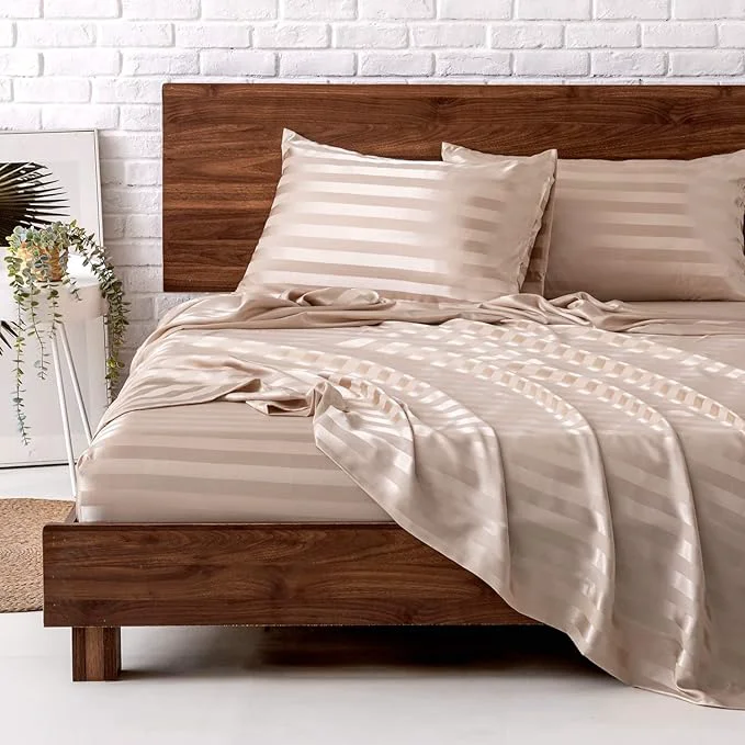 Recyclable MR HM Satin Bed Sheets Full Size Sheets Set Easy-to-Use