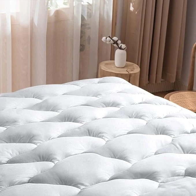 High-Quality WhatsBedding Waterproof Mattress Pad Queen Size Cotton Top Down Flexible
