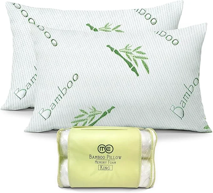 Top-Quality OMEO 2 Pack King Size Rayon Derived from Bamboo Pillow High-Quality