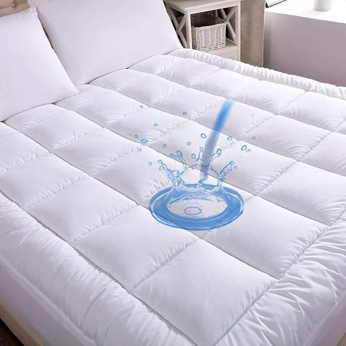 Minimalist WhatsBedding Waterproof Mattress Pad King Size Cotton Top Down Genuine