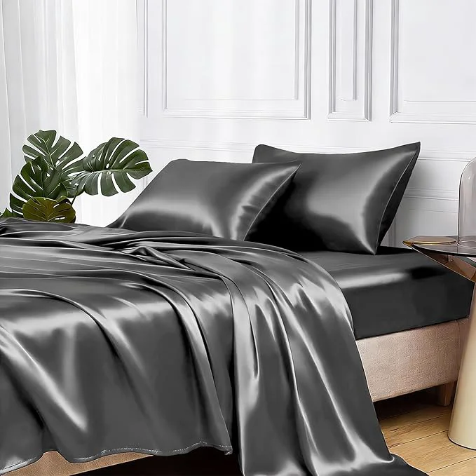 Expertly Made MR HM Satin Bed Sheets Full Size Sheets Set Exclusive