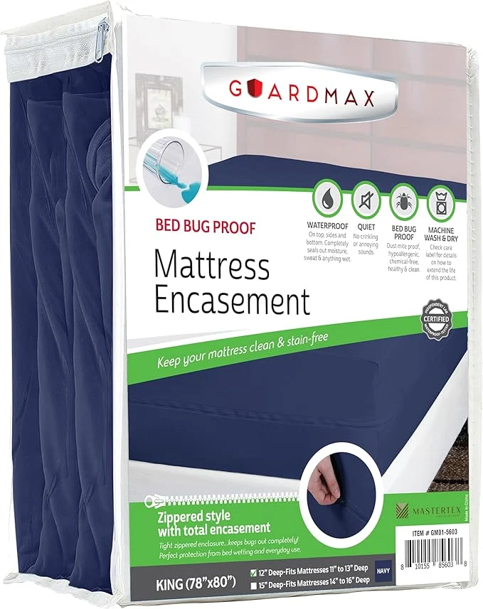 Recyclable Guardmax Jersey Knitted King Zippered Mattress Encasement Easy-to-Use