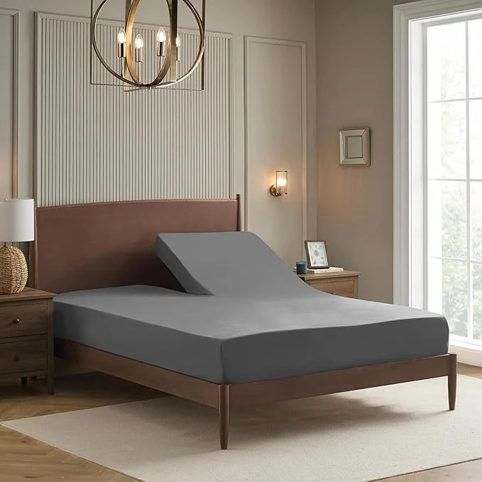 Crafted Split Head King Sheets Set for Adjustable Beds 4 Piece Flex Top Bed Sheets – Breathable