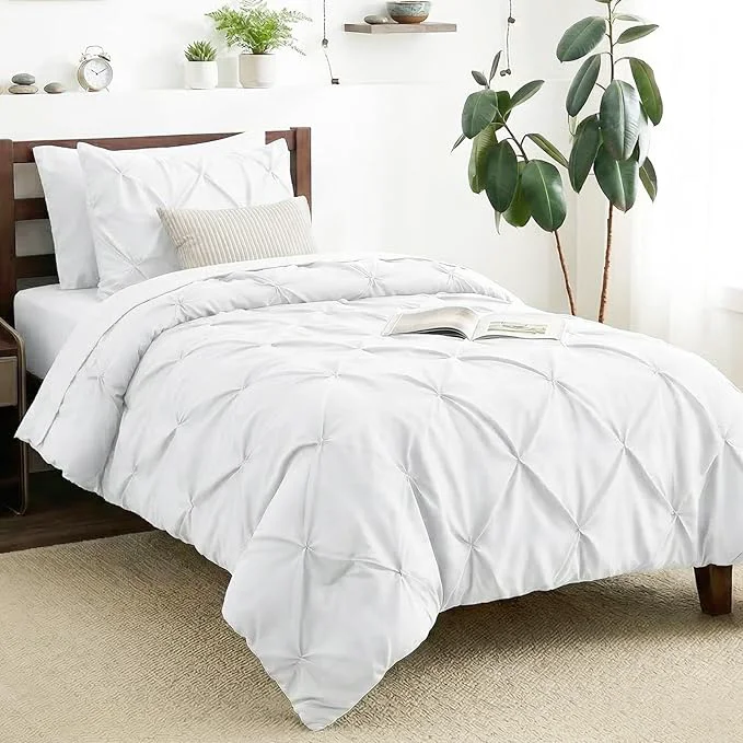 Sustainable CozyLux Twin XL Comforter Set White 5 Pieces Twin Extra Long Pintuck Bed in A Enhanced