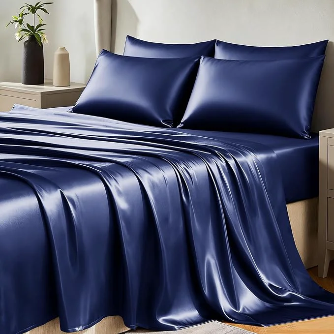 Classic CozyLux Satin Sheets Queen Size Bed Set Unique