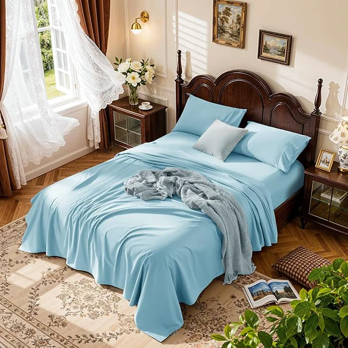 Healthy LBRO2M Cotton Sheets Set Deep Pocket 19 1000 Thread Count Queen Size 4 High-Performance