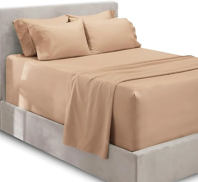 Lightweight Hearth Harbor Luxury Soft 6 Piece Bed Sheet Set Extra Deep Pocket Fitted Minimalist