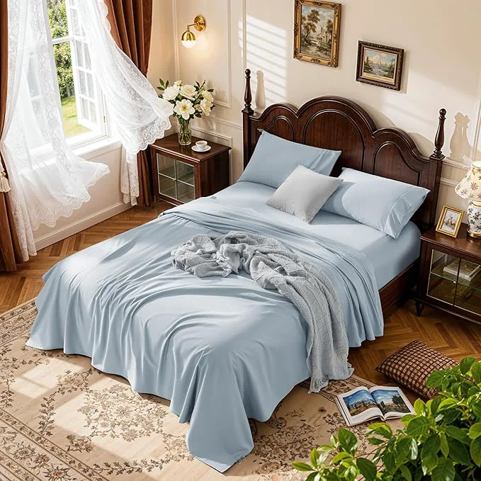 Healthy LBRO2M 1000 Thread Count Egyptian Cotton Sheets Set Queen Size 4 Piece Luxury