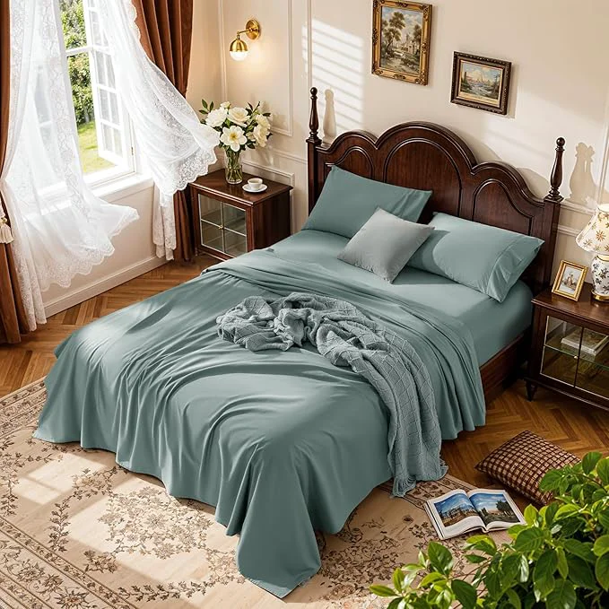 Enhanced LBRO2M Cotton Sheets Set Deep Pocket 19 1000 Thread Count Full Size 4 Stylish