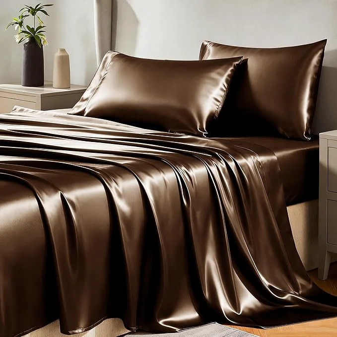 Responsible CozyLux Satin Sheets Queen Size Bed Set Authentic