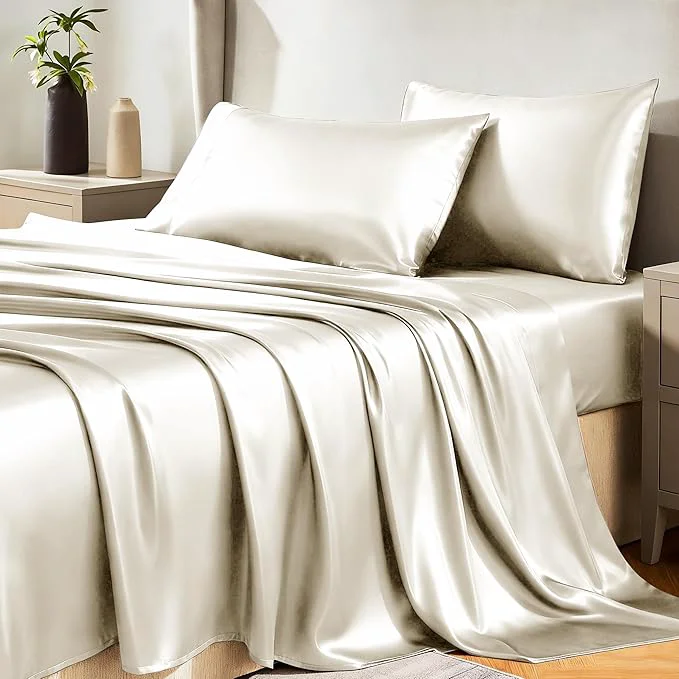 Contemporary CozyLux Satin Sheets Full Size Sheets Detailed