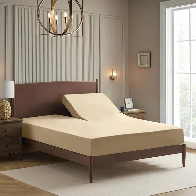 Smooth Split Head King Sheets Set for Adjustable Beds 4 Piece Flex Top Bed Sheets – Relaxed