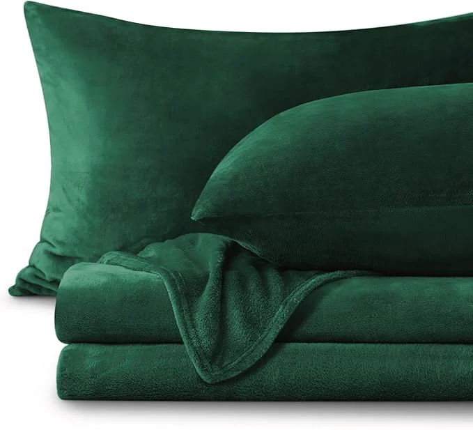 Casual BEDELITE Flannel Sheets Twin Size Dark Green Expertly Made