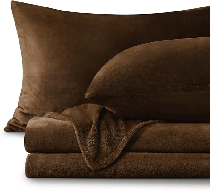 Stylish BEDELITE Flannel Sheets Full Size Brown Long-Lasting