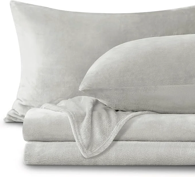 Breathable BEDELITE Flannel Sheets Twin Size Light Grey Versatile