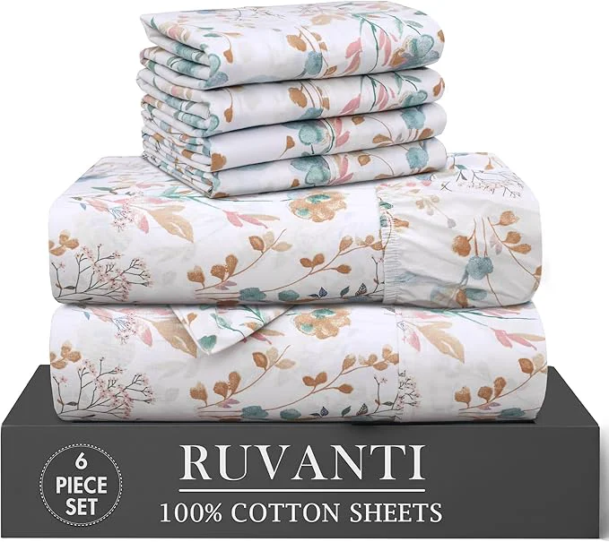 Convenient RUVANTI 6 Pcs Cotton Sheets Casual