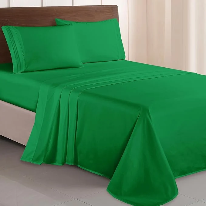 Green Elegant Comfort Luxurious 1500 Premium Hotel Quality Microfiber Three Line Breathable