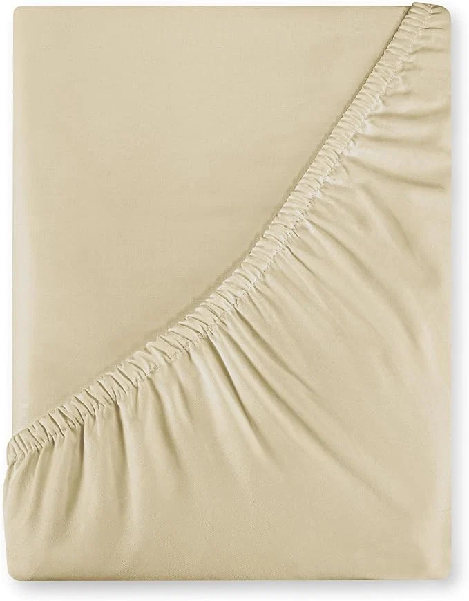 Refined Royale Linens 400 Thread Count American Grown Cotton Fitted Sheet Full Size Natural