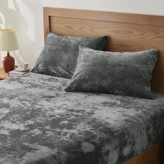 Responsible BEDELITE Velvet Fitted Sheet and Pillowcases Set Luxury Soft Fuzzy Bottom Sheet Professional