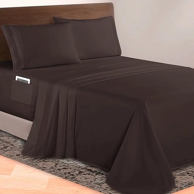 Easy-to-Use Elegant Comfort Luxurious 1500 Premium Hotel Quality Microfiber 4-Piece Sheet Solid