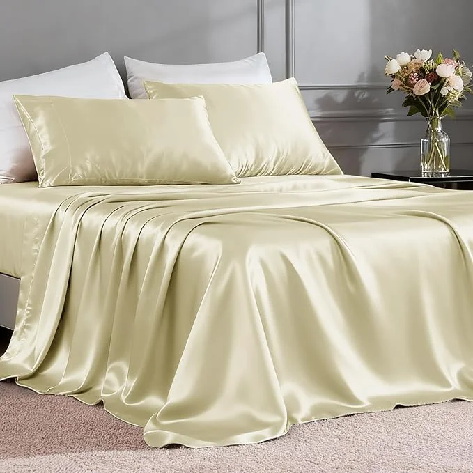 Innovative FreshCulture Satin Sheets King Size Elegant