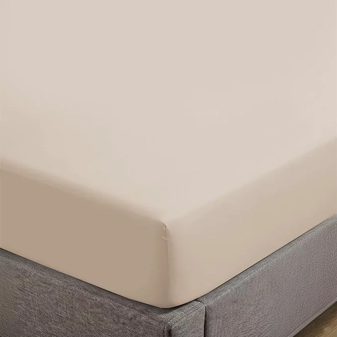 High-End Feather Stitch Fitted Bottom Sheet Only Twin Size 500 TC-1 Piece Cotton Fine