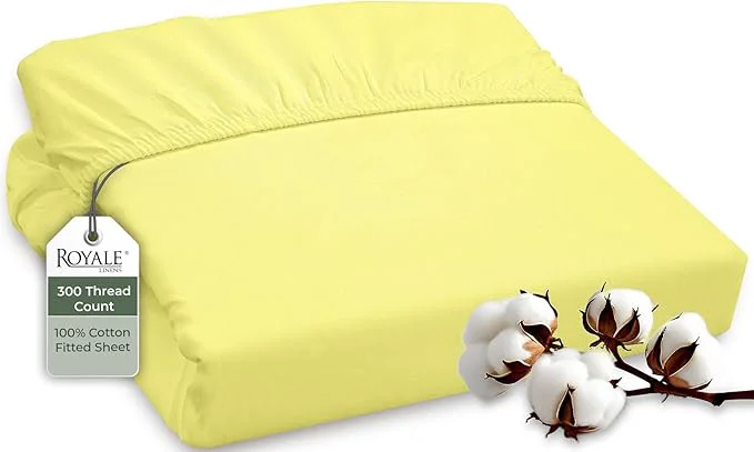 Dependable ROYALE LINENS 300 Thread Count Long Staple Combed Cotton Fitted Sheet Twin Smart