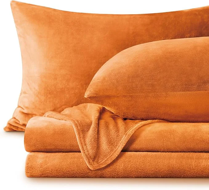 Flexible BEDELITE Flannel Sheets King Size Burnt Orange Proven