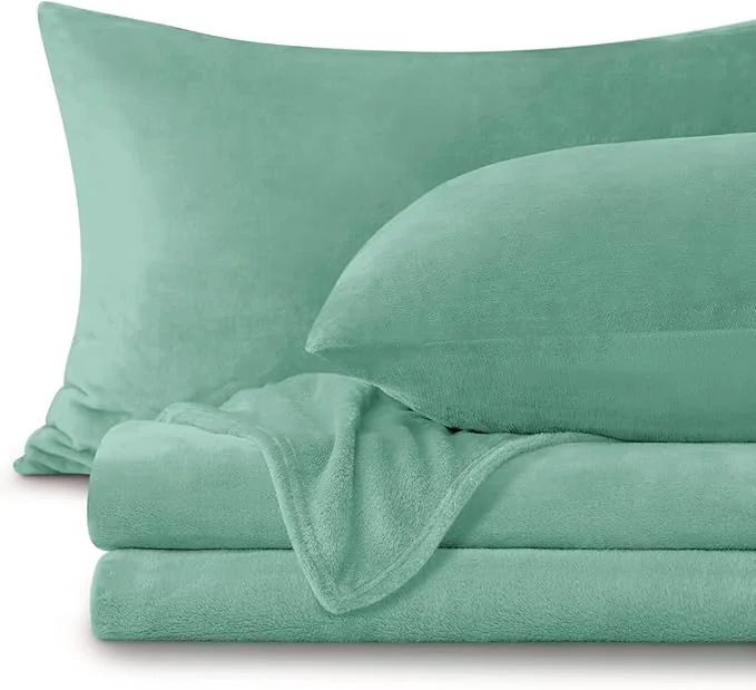 Organic BEDELITE Flannel Sheets King Size Haze Blue Breathable