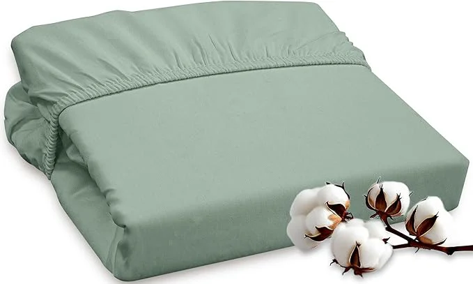 Lightweight ROYALE LINENS 300 Thread Count Long Staple Combed Cotton Fitted Sheet Queen Clean