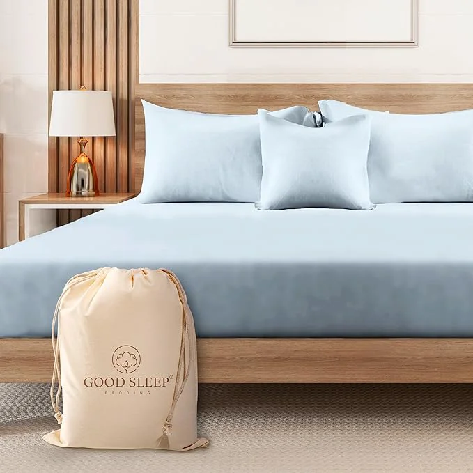 Powerful 1000 Thread Count Light Blue King Fitted Sheet Only Deep Pocket Egyptian Professional