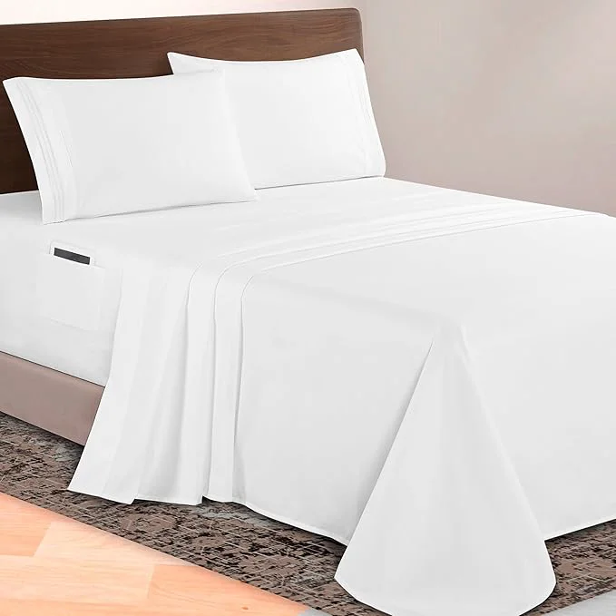 Natural Elegant Comfort Luxurious 1500 Premium Hotel Quality Microfiber 4-Piece Sheet Smart