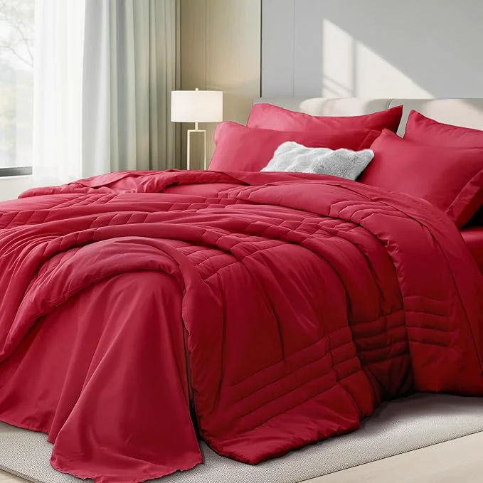 Next-Generation Full Comforter Set Red Solid