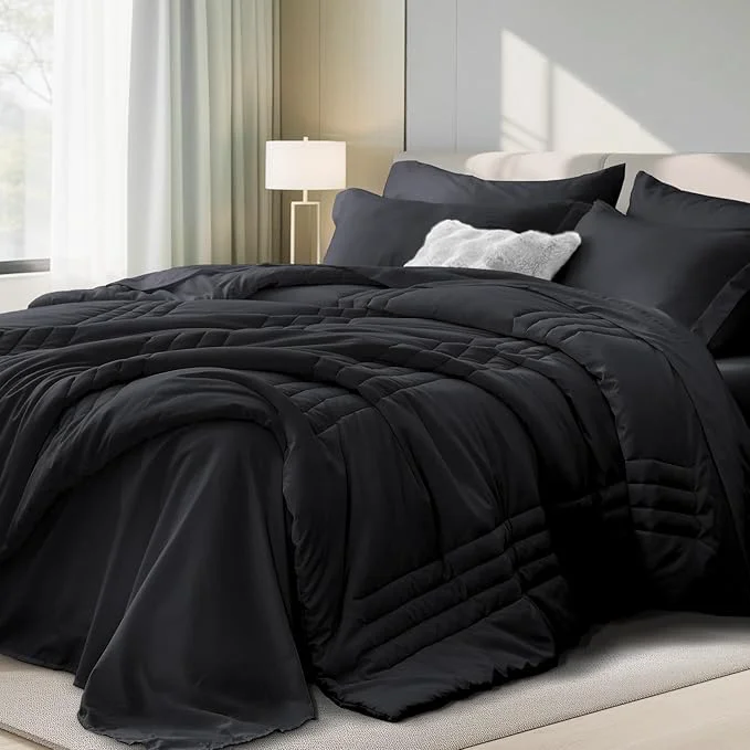 High-Grade King Comforter Set Black Superior