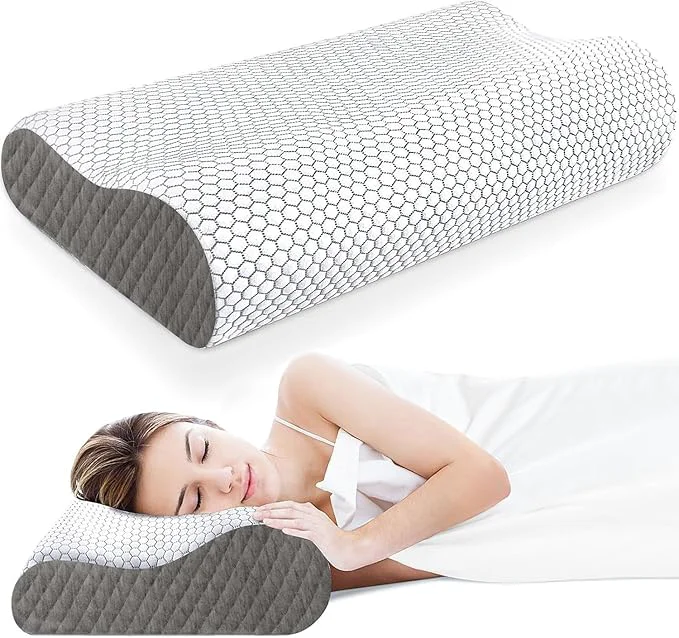 Green CloudBliss Memory Foam Pillow Ergonomic Neck Contour Cervical Pillow Crafted