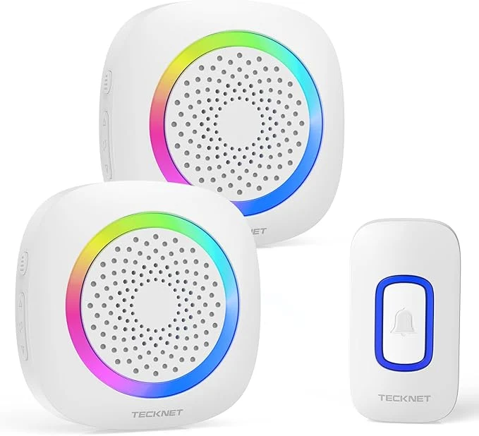 High-Quality TECKNET Wireless Doorbell with 2 Portable Doorbells with RGB Light Battery Crafted
