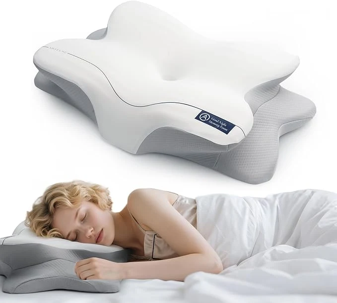 Original Design Cervical Neck Pillow for Side Back Sleepers Ergonomic Memory Foam Pillow for Durable