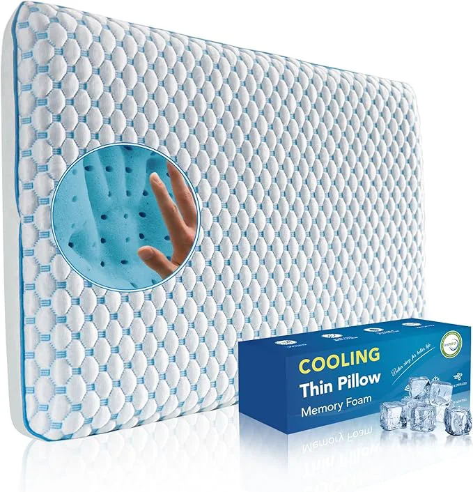 Stylish Stomach Sleeping Pillow for Shoulder and Neck Pain Relief Thin Memory Foam Crafted