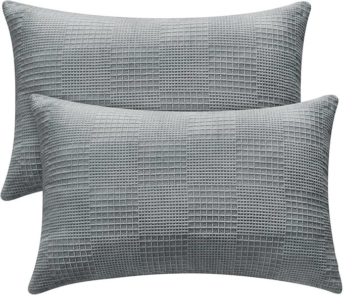 High-Grade BEDELITE Flannel King Size Pillow Cases Set of 2 Decorative Waffle Weave User-Friendly
