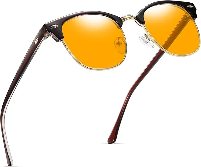 Crafted Blue Light Blocking Glasses Vintage Half Frame UV Clear Lens Anti Eyestrain Pure