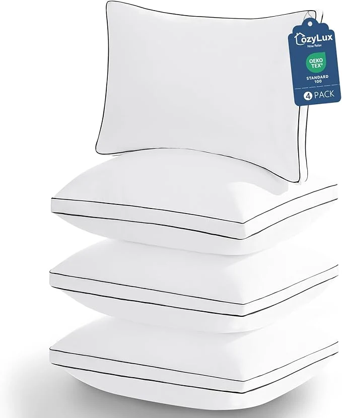 High-Performance CozyLux Pillows King Size Set of 4 Soft and Supportive 3D Down Bed Trusted