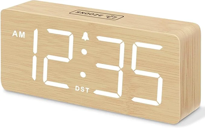 Easy-to-Use DreamSky Wooden Digital Alarm Clock Fast