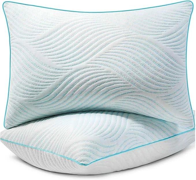 Fashionable Pillows King Size Set of 2 Cooling Memory Foam Pillows Easy-to-Use