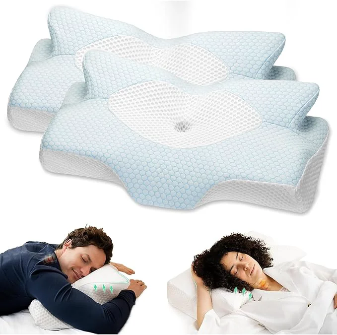 Minimalist Elviros Cervical Memory Foam Pillow 2 Pack Pillows High-Quality
