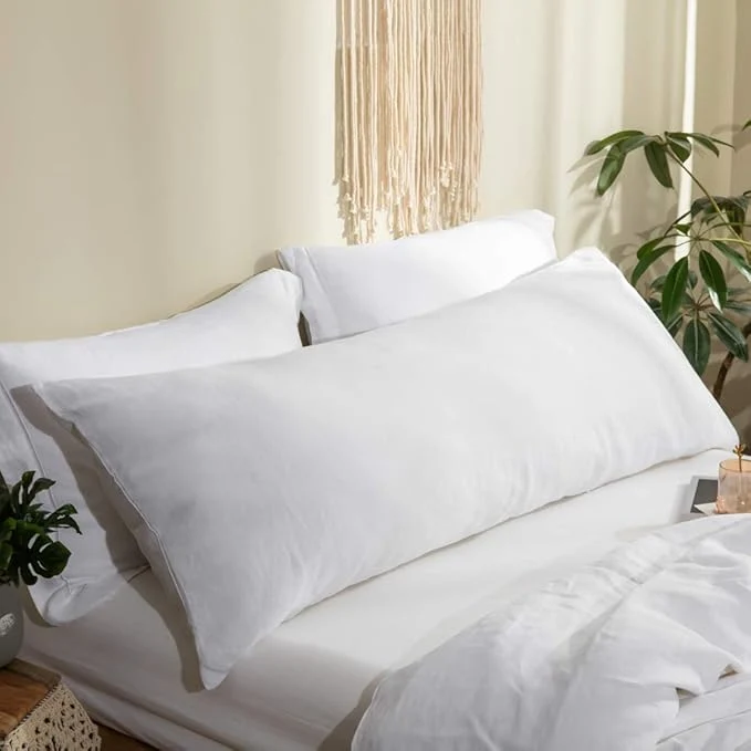 World-Class Simple Opulence Body Pillow Cover 20 x 54 Pure Linen Ultra Soft and Long-Lasting