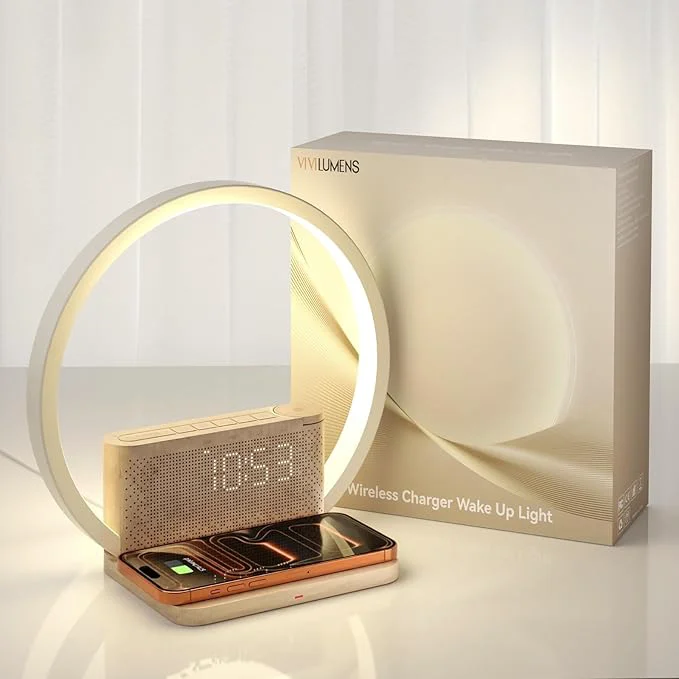Pure Vivilumens Sunrise Alarm Clock Wireless Charger 10 White Noise Sound Machine Reusable