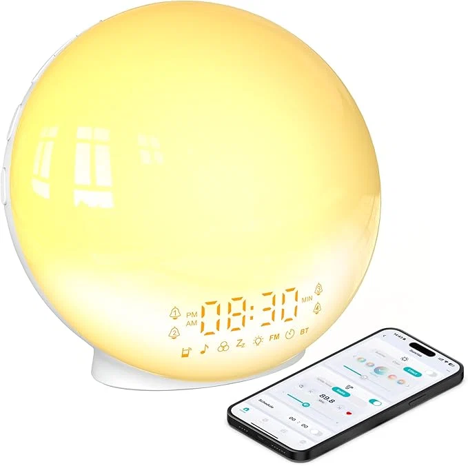 Secure Smart Sunrise Alarm Clock with No Signup APP Control Wake-Up Light 4 Alarms Expertly Made