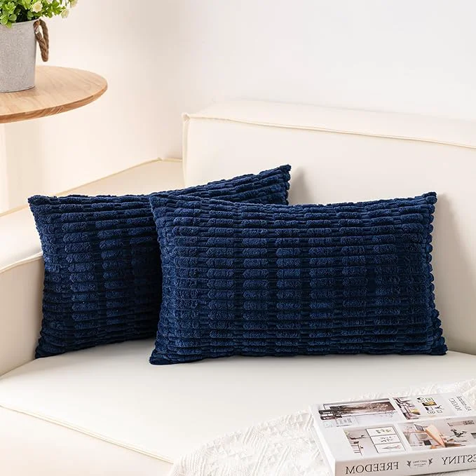 Outstanding Aegero Pack of 2 Corduroy Decorative Throw Pillow Covers 12×24 Inch Soft Elite
